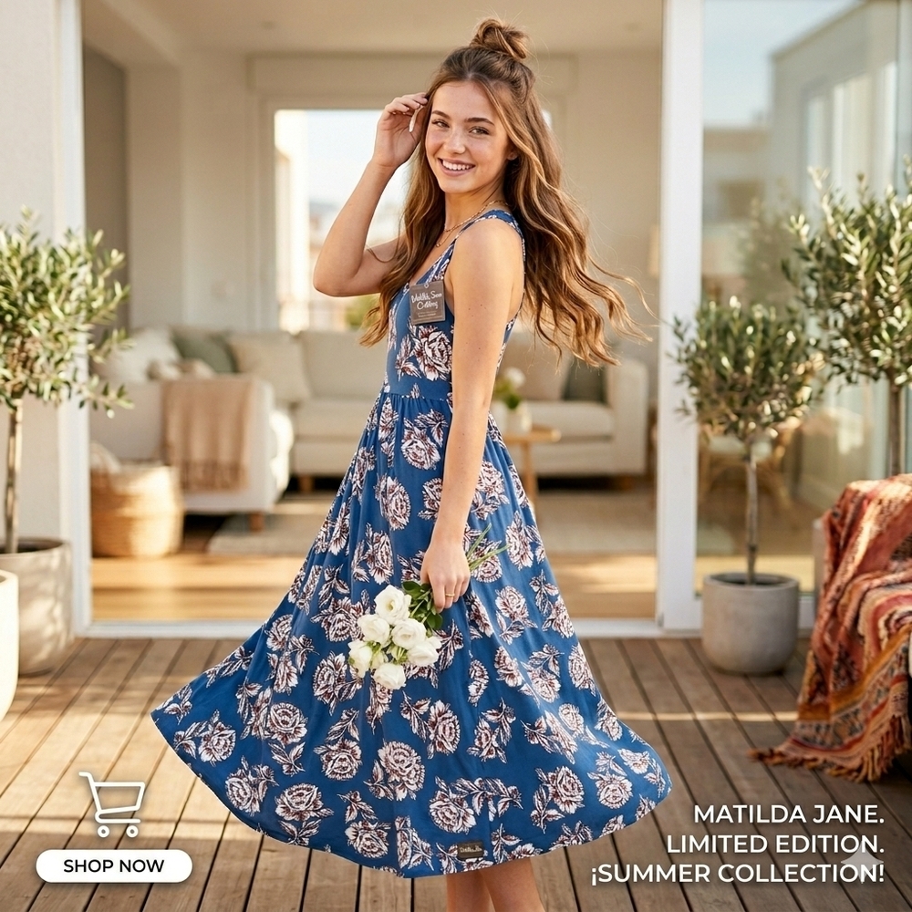Matilda Jane Navy Blue Floral Midi Dress